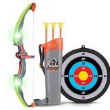 SainSmart Jr. Kids Bow and Arrow Toy, Basic Archery Set Outdoor Hunting Game with 3 Suction Cup Arrows, Target and Quiver , Green