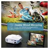 Crenova Mini Projector,1080P Supported Outdoor Movie Projector, 4500 Lux Portable Phone Projector for Home Theater with Max 200" Projection Size, Compatible with iPhone, Android, TV Stick, HDMI,USB