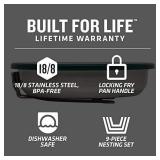 Stanley Adventure Stainless Fry Pan Camp Cook Set, 9 Piece Camping Cookware Mess Kit with Stainless Pan, Cooking Utensils, and Dishes