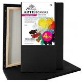 PHOENIX Black Blank Cotton Stretched Canvas - 10x20 Inch/4 Pack - 3/4 Inch Profile Quadruple Primed for Oil & Acrylic Paint, Collages, Advertising Poster & Decorating Projects