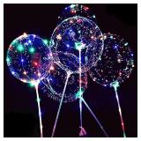 LED Light Up Bobo Balloons,8 Packs Flashing Handles,20 Inches Bubble Bobo Balloons,70 cm Sticks,Christmas Birthday Party Decoration
