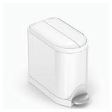 simplehuman 10 Liter / 2.6 Gallon Butterfly Lid Bathroom Step Trash Can, White Steel