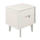 2-Drawer Groove Handle Wood Nightstand - White