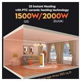 Space Heater with Thermostat, Primevolve 1500W Ceramic Electric Heater with Remote and LED Display, 3 Modes 9H Timer Oscillation Overheating Tip-Over Protection for Home Office Large Room