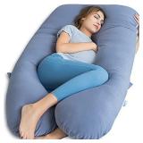 QUEEN ROSE Cooling Pregnancy Pillow, Silky Soft Maternity Pillows for Sleeping, U Shaped Body Pillow for Pregnancy, 55 inch Maternity Pillow for Pregnant Women Support, Blue