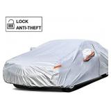kayme Car Cover for Automobiles All Weather Waterproof with Lock and Zipper Door, Outdoor Cover Sun Uv Rain Protection, Fit Sedan (194 to 208 Inch) H4