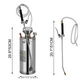 2gal/8l Stainless Steel Sprayer 3.3-inch Reinforced Hose Fan Tip Ground Cleaning