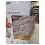 Sunbeam Electric Heated Plush Channeled Blanket, Dual Controls, Queen, Mushroom