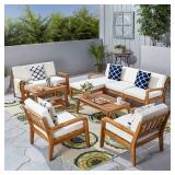 Grenada Outdoor 7-seat Acacia Sectional Set by Christopher Knight Home- Retail:$1749.98