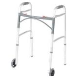 Drive Medical 10210-1 Deluxe 2-Button Folding Walker with Wheels