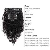 ABH AmazingBeauty Hair 8A 100 Remy 3C and 4A Kinkys Curly Clip in Human Hair Extensions, Real Thick, Double Weft, Natural Color 120 gram 14 Inch for Bantu Knotted, Twisted Out