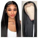 Megalook Lace Front Wigs Human Hair 16inch Straight Human Hair Wigs For Black Women 13x4 Lace Front Wigs Pre Plucked Hairline with Baby Hair 180% Density