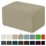 Subrtex Stretch Ottoman Slipcover Jacquard Rectangular Footstool Cover