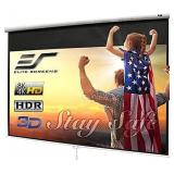 Elite Screens Manual B 100-INCH Manual Pull Down Projector Screen Diagonal 16:9 Diag 4K 8K 3D Ultra HDR HD Ready Home Theater Movie Theatre White Projection Screen with Slow Retract Mechanism M100H