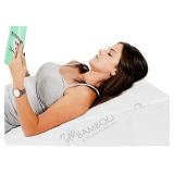 Relax Home Life 7.5 Inch Bed Wedge Pillow for Acid Reflux, 1.5 Inch Memory Foam Top with Bamboo Cover, 25" W x 26" L x 7.5" H, White