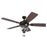 Honeywell Glencrest 52" Craftsman Industrial Oil Rubbed Bronze LED Outdoor Ceiling Fan with Light