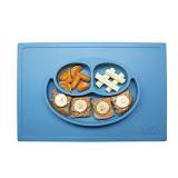 ezpz Happy Mat (Blue) - 100% Silicone Suction Plate with Built-in Placemat for Toddlers + Preschoolers - Divided Plate - Dishwasher Safe, Blue