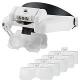 Head Mount Magnifier, Headband Magnifying Glass with Light Handsfree for Close Work,Sewing,Crafts,Reading,Repair,Jewelry(1.0X to 14.0X)