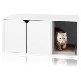 Way Basics Eco Cat Litter Box Enclosure Modern Cat Furniture (Tool-Free Assembly and Uniquely Crafted from Sustainable Non Toxic zBoard Paperboard)