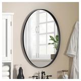 NXHOME Oval Metal-Framed Wall Mirror - Bathroom Decorative Wall Mounted Mirror 18Ã28in Black Clean Vanity Mirror for Living Room Entryway Bedroom