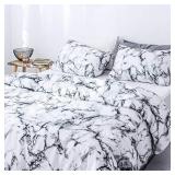 Janzaa Marble Comforter Comforter Set 3PCS Bedding Sets Queen with Comforter Soft Microfiber Comforter Bedding Set(1 Comforter Set &2 Pillowcases),White
