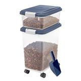 IRIS USA 3 Piece Airtight Pet Food Storage Container Combo, Navy Blue MP-8/MP-1/SCP-2, 33-Quart and 12-Quart
