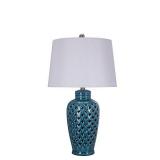 Fangio Lighting 8827 Fangio Lightings 26 Inch Blue Ceramic Table Lamp with Lattice Design
