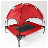 HLong Elevated Pet Cot, Portable Raised Dog Bed for Indoor Outdoor Use,1 Replacement Cover,M,Red