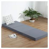 SLEEPLACE Multi Layer Tri-Folding Memory Foam Topper, Single, Blue-grey