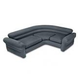 Intex Inflatable Portable Indoor Corner Couch Sectional Sofa with Cupholders, Gray