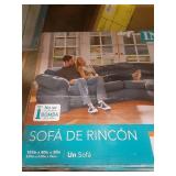 Intex Inflatable Portable Indoor Corner Couch Sectional Sofa with Cupholders, Gray