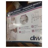 Drive Medical Splash Defense Transfer Bench with Curtain Guard Protection (RTL12032KDR) | Quill