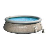 Summer Waves - 12-foot x 36-inch Inflatable Above Ground Swimming Pool with Pump - Gray