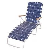 RIO Brands Outdoor Steel Folding Web Chaise Beach Lawn Pool Lounge Chair, Blue