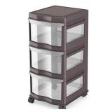 Life Story - Classic 3 Shelf Storage Container Organizer Plastic Drawers - Gray