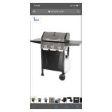 Grill Boss GBC1932M Outdoor BBQ 3 Burner Propane Gas Grill w/ Top Cover Lid, Wheels, & Shelves for Barbecue Cooking, Black (Stainless Steel)