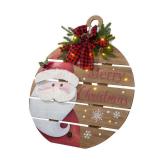 Glitzhome Lighted Round Wooden Santa Porch Decor, 30" -Retail $99.99