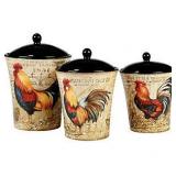 Certified International Gilded Rooster 3-Pc. Canister Set -Retail $72.99