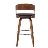 Armen Living Shelly Counter or Bar Height Swivel Barstool in Walnut Wood Finish with Brown PU Counter Height - 23-28 in. Retail:$151.99