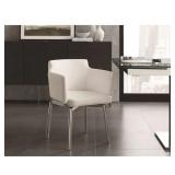 SUZZIE arm dining chair swivel polished stainless steel base. - White Retail: $375.00