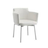 SUZZIE arm dining chair swivel polished stainless steel base. - White Retail: $375.00