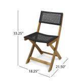 Hillside Outdoor Acacia Wood Foldable Bistro Chairs with Wicker Seating (Set of 2) by Christopher Knight Home - Teak Finish, Brown Wicker Retail: $278.49