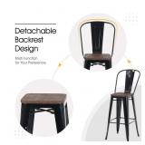 MF Studio Vintage Set of 4 Industrial Styled Bar Stools, Metal Indoor Outdoor Dining Kitchen Cafe Side Stool Chairs (Glossy Black) -Retail $229.99