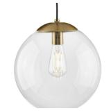 Progress Lighting Atwell 1-Light Brushed Bronze Clear Glass Globe Modern Large Pendant Hanging Light (Single Light) -Retail $61.20