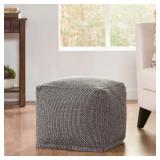 Camrose Fabric Cube Pouf by Christopher Knight Home - Black + Gray Retail: $89.99