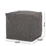 Camrose Fabric Cube Pouf by Christopher Knight Home - Black + Gray Retail: $89.99