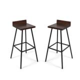 Bidwell Contemporary Indoor Acacia Wood Bar Stools (Set of 2) by Christopher Knight Home - dark brown finish + black metal Retail: $150.20