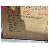 Best Quality Furniture Velvet Button Tufted Nailhead Wingback Chairs Acrylic (Set of 2) Teal Blue - Dining Height Retail: $753.49