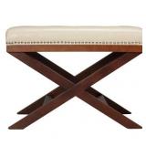 Porch & Den Palmer Cream & Walnut X Large Ottoman -Retail 129.99