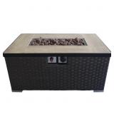 Auburn Dark Brown Woven Gas Fire Pit Table -Retail $309.99